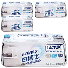 Dr.White 白博士 廚房去污濕巾, 60抽, 去油除污抗菌, 餐廚環境清潔用, 4包