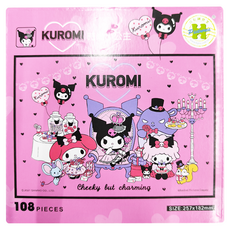 HUNDRED PICTURES 百耘圖 三麗鷗 Kuromi 時尚小公主拼圖 108片, 尺寸182x257mm 原產地台灣, 時尚小公主, 1盒