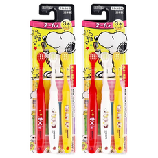 EBiSU 惠百施 幼兒史努比牙刷，2-6歲，3入, 顏色隨機, 3支, 2組