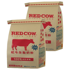 RED COW 紅牛 全脂奶粉，紐西蘭純淨乳源，100%純乳含量, 1.5kg, 2包
