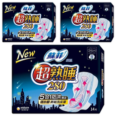 SOFY 蘇菲 超熟睡 細緻棉柔衛生棉, 28cm, 14片, 3包