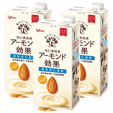 glico 格力高 杏仁果效果 原味杏仁果飲 3罐1L裝，日本原裝進口，口感滑順，營養豐富, 1L, 3罐