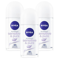 NIVEA 妮維雅 舒敏系列 止汗爽身乳液 滾珠瓶, 50ml, 3瓶
