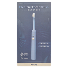 Kinyo 聲波電動牙刷 附刷頭 2個 + 充電線 直徑25 x 235mm 84g, ETB-816BU, 藍色, 1盒