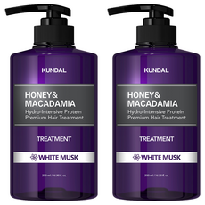 KUNDAL 昆黛爾 蜂蜜澳洲堅果保濕護髮乳 White Musk, 500ml, 2瓶