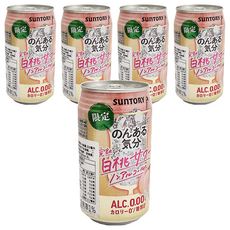 SunTORY 三得利 完熟白桃飲料 350ml*5罐 (日本進口, 水蜜桃風味, 清爽解渴)