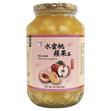 韓味不二 水蜜桃蘋果茶果醬，富含果肉，補充能量, 1kg, 1罐