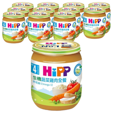 HiPP 喜寶 蔬菜雞肉全餐, 4個月以上寶寶適用，含蕎花油Omega-3, 4個月以上, 125g, 12罐