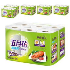 五月花 超強韌廚房紙巾 60張, 6捲, 6袋