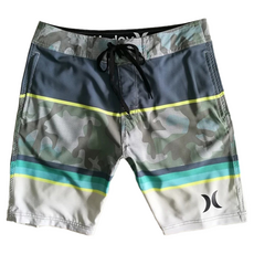 Hurley 成人男沙灘褲 30碼 灰色+綠色 - 時尚海灘運動短褲, 灰色 + 綠色