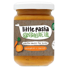 Little Pasta 小小帕斯達 南瓜佐胡蘿蔔醬, 專為寶寶設計 9個月以上, 不含麩質 無添加鹽及糖, 優質蔬果食材製成, 130g, 2罐