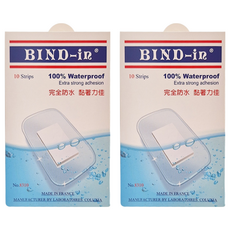 BIND-in 絆多 那柏瑞特可盧雅防水膠布, 10片裝, 大片型, 100%防水, 3.8 x 6cm, 10片, 2盒