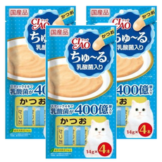 INABA CIAO 啾嚕肉泥 乳酸菌配方 4條入, 鰹魚, 56g, 3包