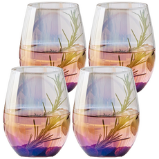 JIN GLASS 多彩耐熱玻璃無梗紅酒杯 Set, 570毫升 x 4入, 570ml, 4個