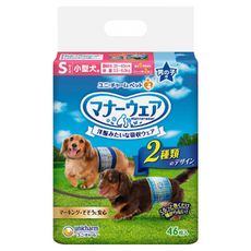 Unicharm Pet Mannerwear 禮貌帶 男用 S 46片裝, 腰圍35-40cm, 體重3.5-6.0kg, S(腰圍35~40cm 體重3.5~6kg), 46片, 1包