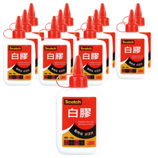 3M Scotch 白膠, 黏性佳 好塗抹 木質傢俱 相框 紙類 軟木紙管 木材合板 規格: 40g, 12瓶
