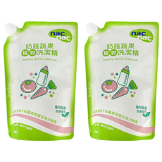 nac nac 奶瓶蔬果植物洗潔精 補充包 2件組, 600ml, 4包