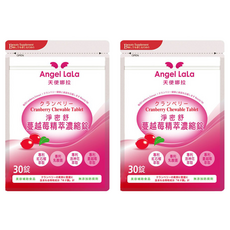 Angel Lala 天使娜拉 淨密舒專利蔓越莓精萃濃縮錠, 美國專利50:1蔓越莓, 玫瑰洛神花, 30錠, 30顆, 1g, 2包