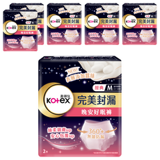 Kotex 靠得住 晚安好眠褲 褲型衛生棉, M 腰圍22~34吋, 2片, 6包
