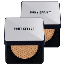 PONY EFFECT 氣墊粉餅組, SPF50 PA+++, 抗藍光和紫外線, 無重力粉體, 001 ROSY IVORY, 2組