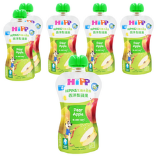 HiPP 喜寶 生機水果趣 西洋梨蘋果口味果泥, 不添加砂糖, 軟袋獨立包裝, 適合4個月以上寶寶, 西洋梨蘋果, 100g, 6包