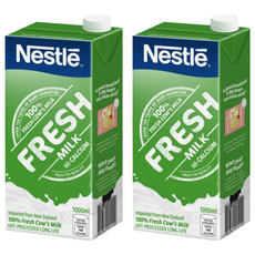 Nestle 雀巢 全脂牛乳, 100%紐西蘭純生乳, 1公升, 1L, 2瓶