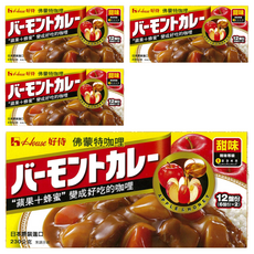 House 好侍 佛蒙特咖哩塊, 蘋果蜂蜜風味, 甜味咖哩, 230g, 12 份, 4盒