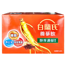 白蘭氏 養蔘飲, 三效合一, 含人蔘、五味子和麥門冬, 零脂肪、零膽固醇，無防腐劑添加, 60ml, 6瓶, 1盒