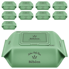 Bebeen Light Baby 掀蓋式嬰兒濕巾 Set 10包, 黑接骨木花萃取, 無香味無酒精, 99%純淨RO超純水, EWG 1級成分, 100張