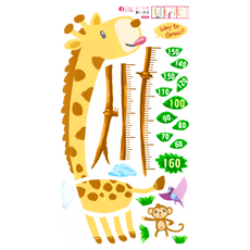 itaste 小品味 身高貼 HI016, 幼兒身高測量壁貼, 55cm*100cm, 長頸鹿與好朋友, 1個