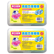 菲力家族 高拉力牙線棒 家庭號400支入, 200條棉線, 清新薄荷口味, 人體工學設計握柄, 400支, 2盒