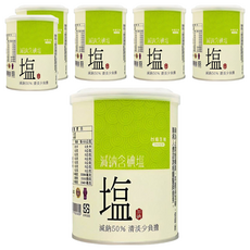 TAIYEN 台塩生技 減鈉含碘鹽, 降低鈉攝取量約50% 日常烹飪適用, 600g, 6罐