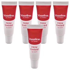 Vaseline 凡士林 玫瑰潤色護唇膏，高度滋潤保濕，淡淡粉色，10g, 玫瑰潤色, 5條