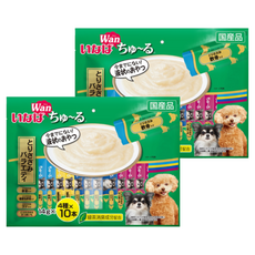 INABA Churu 汪啾嚕 肉泥超值多入組, 14gx10本, 4種口味, 綠茶消臭成分配合, 雞肉綜合口味, 560g, 2袋