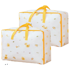 E.dot 600D牛津布萌趣防塵棉被衣物收納袋, 中號55x33x20cm, 童趣加厚棉被收納袋, 中號(55 x 33 x 20cm), 2個