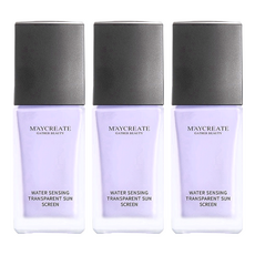 MAYCREATE 水感透亮隔離霜, 妝前打底, 亮膚保濕, 均勻修色, 紫色, 3組