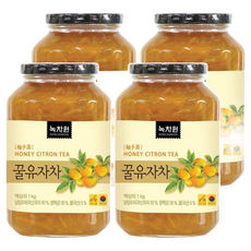 NOKCHAWON 綠茶園 蜂蜜柚子茶 1公斤, 含有豐富果肉, 口感飽滿, 適合冷沖或熱泡, 1kg, 4罐