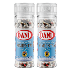 DANI 綜合胡椒粒鹽, 研磨瓶蓋設計, 透明玻璃瓶身, 輕鬆研磨, 方便料理, 搭配海鹽, 70g, 2罐