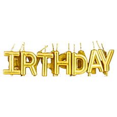 純禾商行 Happy Birthday 字母蠟燭 2.5 x 2 x 0.5 cm 金色 生日派對蛋糕裝飾, 1組