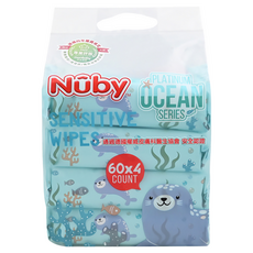 Nuby 海洋系列 極厚柔濕巾 60張, 4包, 1袋