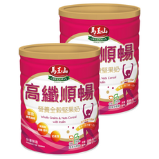 馬玉山 營養全穀堅果奶 高纖順暢配方, 豐富膳食纖維, 無糖無香料, 850g, 2罐