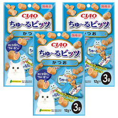 INABA CIAO 啾嚕 迷你捲心塊 3包 Set, 綠茶成分消除異味, 鰹魚, 36g, 3袋