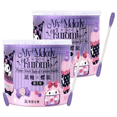 Sanrio 三麗鷗 美樂蒂&酷洛米 紫色螺旋紙軸棉花棒, 300支, 2罐