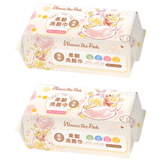 ONEDER 旺達棉品 小熊維尼洗臉巾 70張 2包組 柔軟親膚 加厚吸水, 小熊維尼, 2包