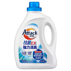 Attack 一匙靈 台灣公司貨 抗菌EX強力消臭洗衣精, 2.4kg, 1桶