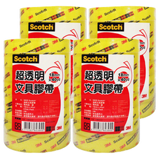 3M Scotch 超透明膠帶 502S 8捲裝, 18mm x 40yd, 透明色, 4組