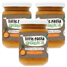 Little Pasta 小小帕斯達 南瓜佐胡蘿蔔醬, 專為寶寶設計 9個月以上, 不含麩質 無添加鹽及糖, 優質蔬果食材製成, 130g, 3罐
