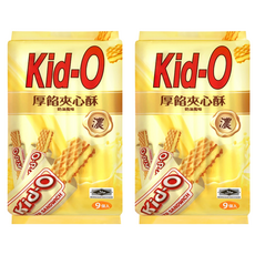 Kid-O 厚餡夾心酥分享包 奶油風味, 2包入, 酥脆餅乾, 獨立包裝, 2包, 171g