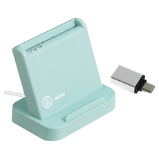 aibo AB25 直立式ATM晶片讀卡機 手機支架 附Type-C轉接頭 湖水綠, 1個, ICCARD-AB25-G