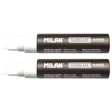 MILAN 方頭玻璃彩繪擦擦筆 粗筆桿 21.3g, 白色, 2支, 白色